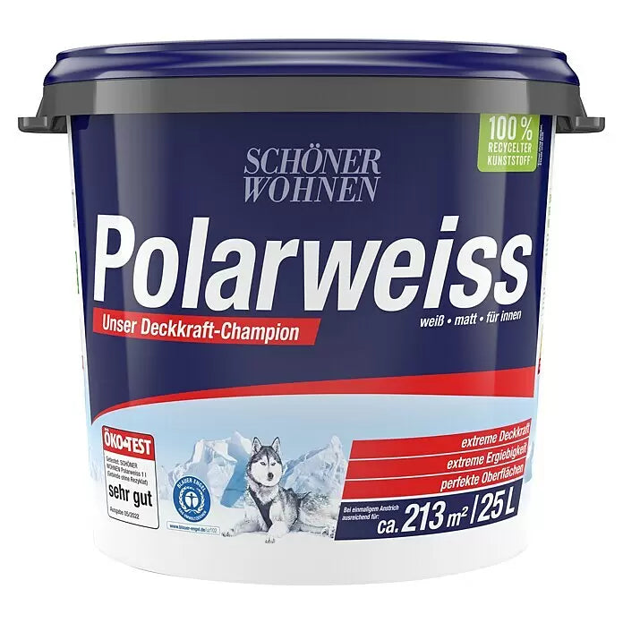 Wandfarbe Polarweiß Weiß, Matt, 25 l, Konservierungsmittelfrei