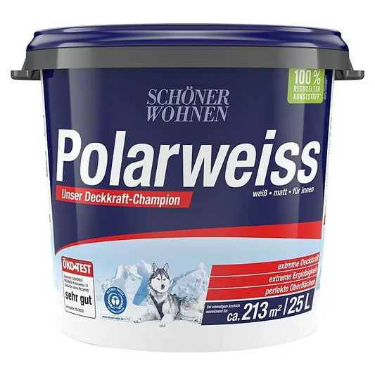 Wandfarbe Polarweiß Weiß, Matt, 25 l, Konservierungsmittelfrei